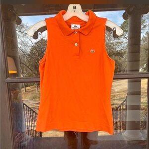 Lacoste Orange Polo with Green Crocodile Logo